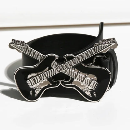 Western Inspired Guitar Buckle Belt for Punk and Y2K Fashion