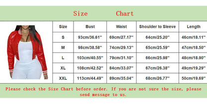 Women's Faux Leather Varsity Jacket Cropped Relaxed Streetwear Button Front Outerwear