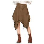 Asymmetrical Handkerchief Hem Lace Up Gothic Inspired Alternative Mini Skirt