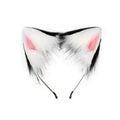 Complete Black and White Fox Maid Cosplay Set with Plush Paws, Tail, and Ear Headband
