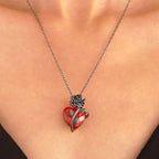 Rose Heart Pendant Necklace for Gothic Dark Romantic Fashion Styling