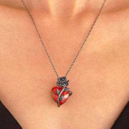 Rose Heart Pendant Necklace for Gothic Dark Romantic Fashion Styling