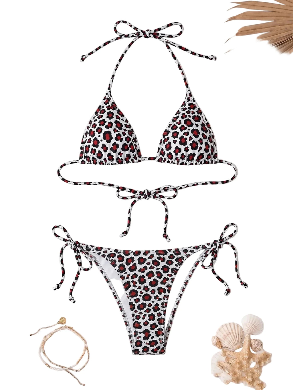 Classic Leopard Print Triangle String Bikini