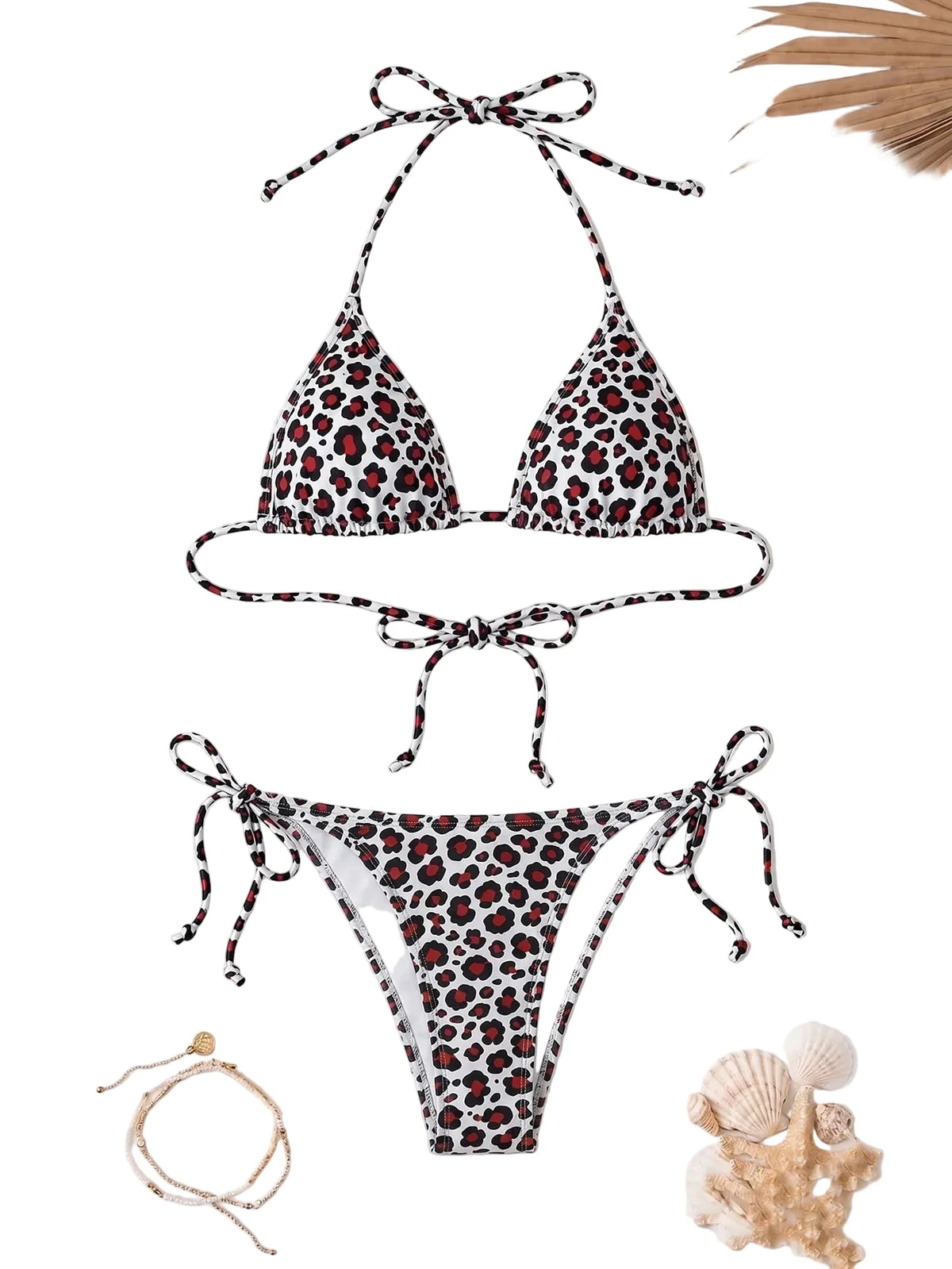 Classic Leopard Print Triangle String Bikini