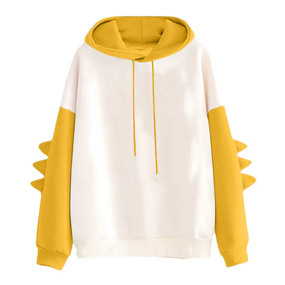 Anime Pastel Streetwear Hoodie with Manga-Inspired Dinosaur Sleeve Accents