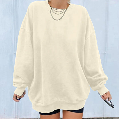 Women's Oversized Drop Shoulder Pullover Sweatshirt for Relaxed Everyday Casual Streetwear Style