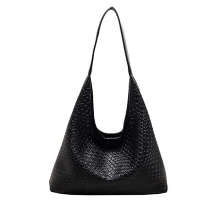Woven Texture Vegan Leather Hobo Tote Bag with Large Capacity Design