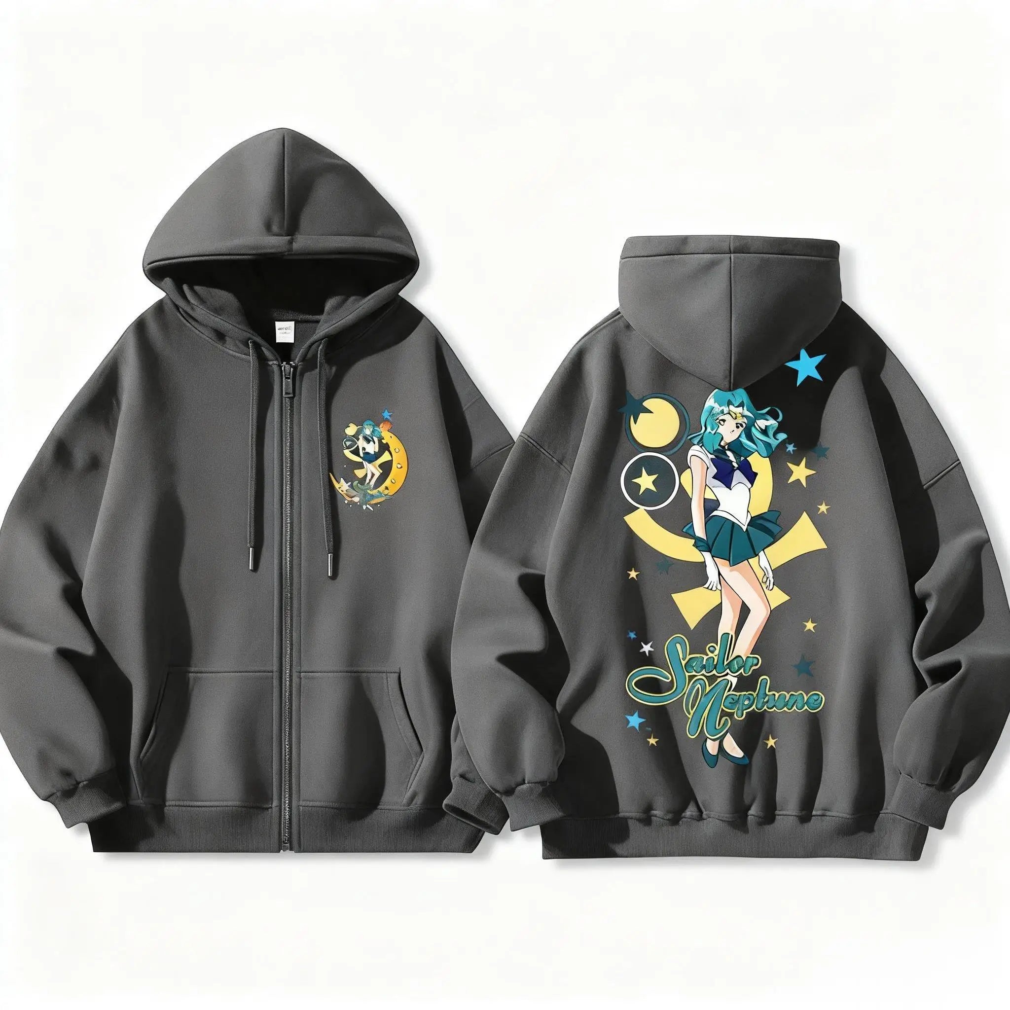 Anime-Inspired Celestial Moon Hoodie with Manga Streetwear Artwork - BigCat Streetwear