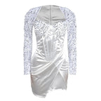 Corset Inspired Long Sleeve Mini Dress With Side Slit Bodycon Silhouette