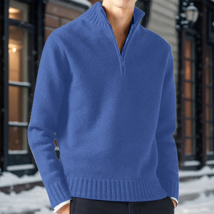 Men's Half Zip Mock Neck Minimalist Knit Casual Sweater Pullover