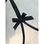 Sheer Embroidered Demi Bra and Strappy Cutout Thong Set with Bow-Accented Harness Details