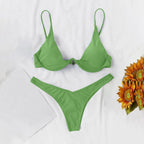 Vibrant Red Underwire Bikini with Plunging V-Notch and High-Cut Bottom