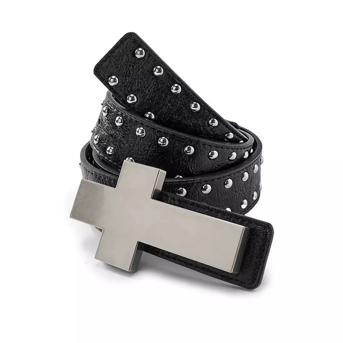 Cross Buckle Studded Belt for Gothic, Y2K and Punk Streetwear