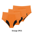 Three-Piece High-Waisted Absorbent Brief Set in Solid Tones