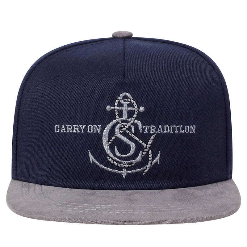 Minimalist Embroidered Snapback Cap Adjustable Flat Brim Casual Streetwear Fashion Hat