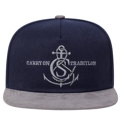 Minimalist Embroidered Snapback Cap Adjustable Flat Brim Casual Streetwear Fashion Hat