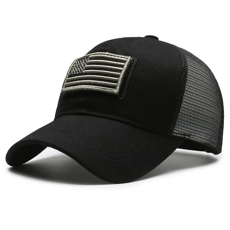 Unisex Mesh Baseball Cap with Camouflage Pattern and Embroidered Patch for Outdoor Adventures