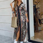 Button Front Shirt Maxi Dress with Relaxed Side Slit Styling