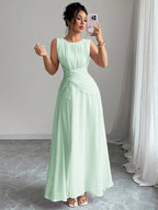Sleeveless Chiffon Maxi Dress with Flowing A-Line Silhouette and Soft Drape