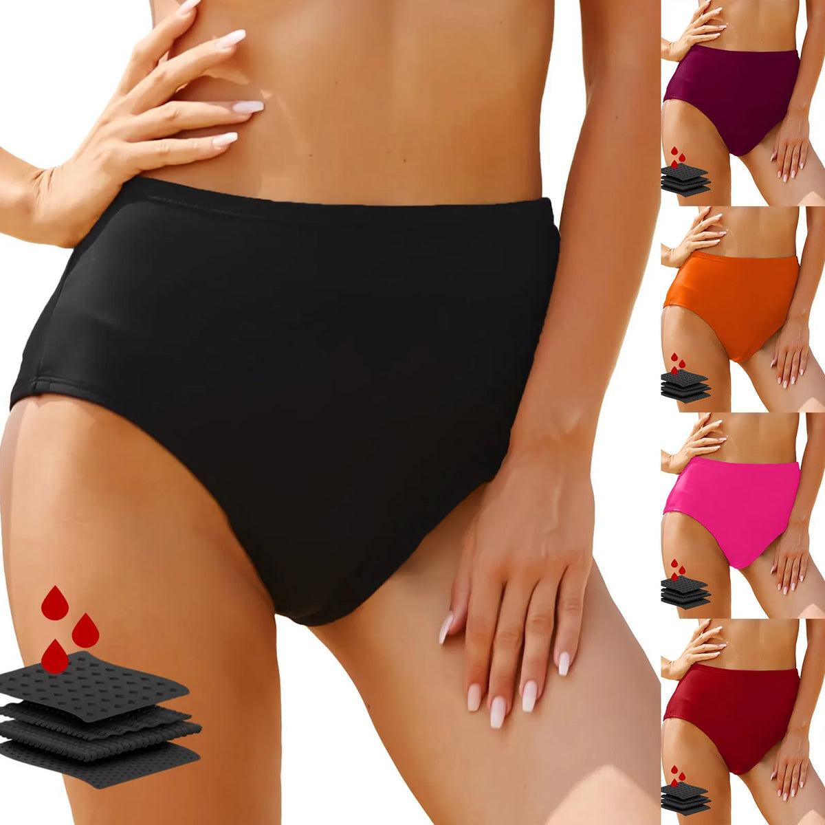 High-Waisted Solid Black Full-Coverage Brief Panty
