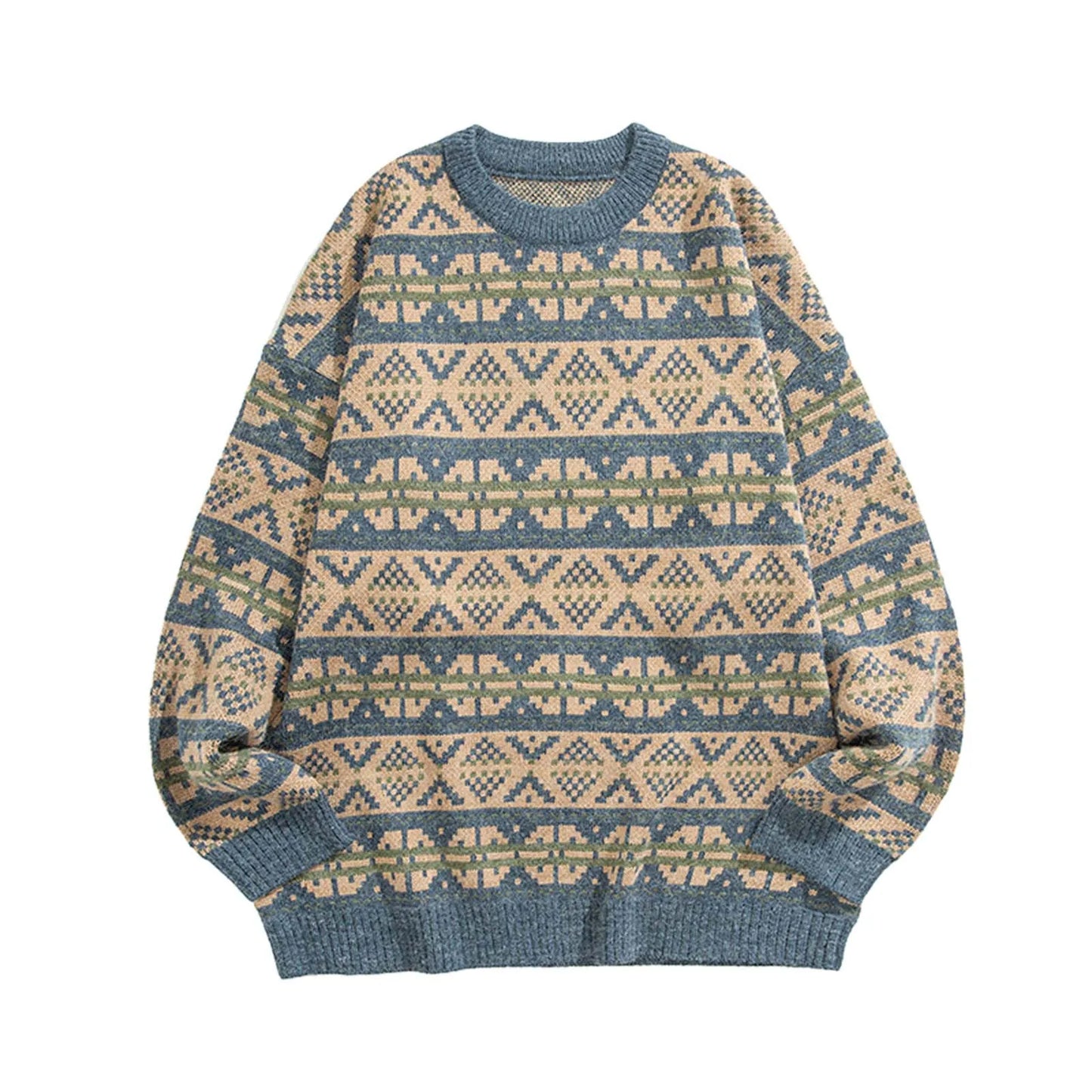 Men's Vintage Inspired Pattern Knit Relaxed Streetwear Sweater Pullover