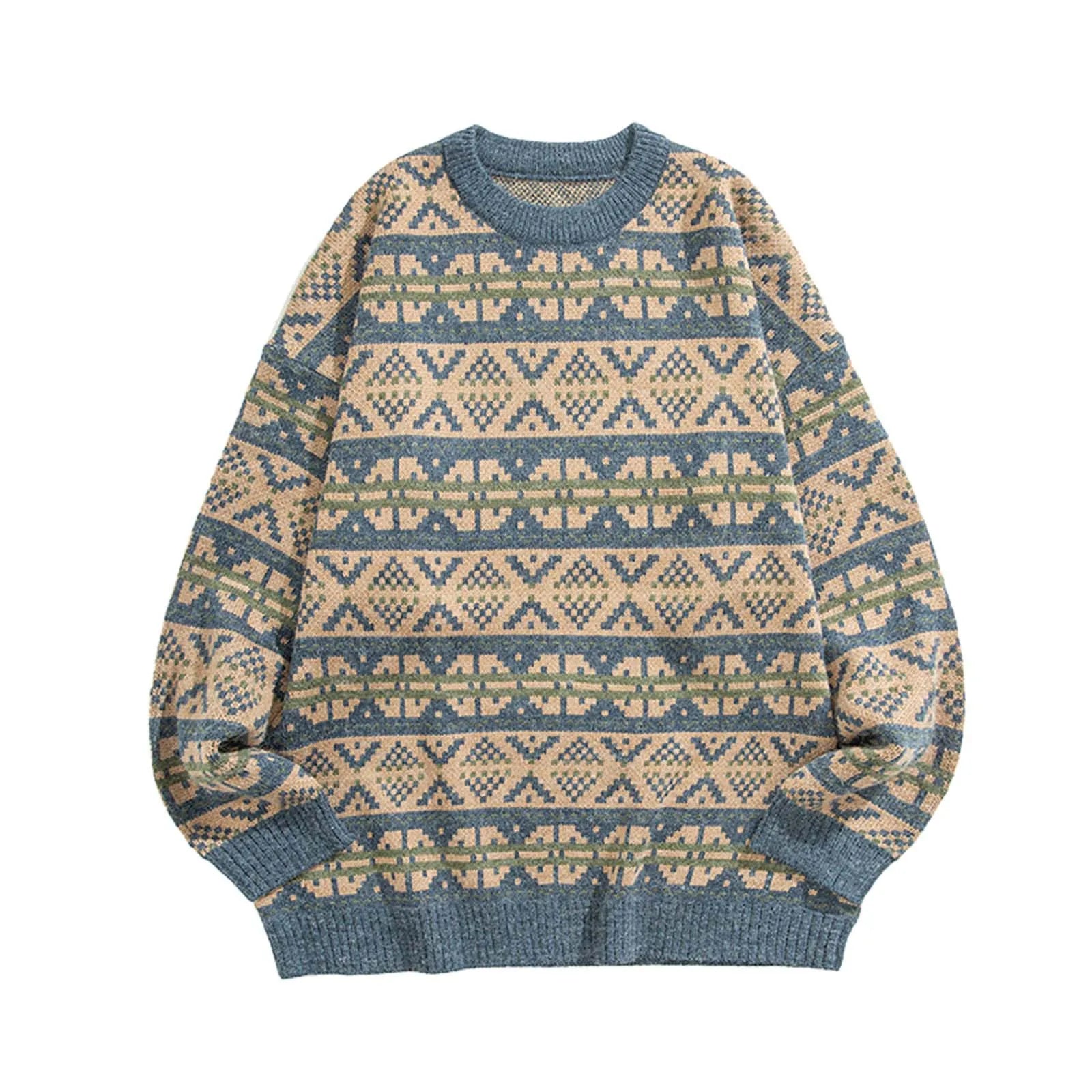 Men's Vintage Inspired Pattern Knit Relaxed Streetwear Sweater Pullover