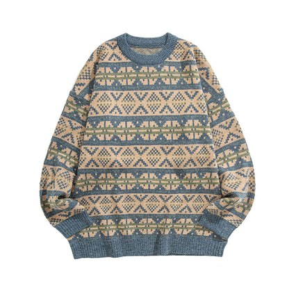 Men's Vintage Inspired Pattern Knit Relaxed Streetwear Sweater Pullover