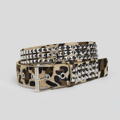 Faux Fur Rivet Waist Belt for Punk Y2K Alternative Fashion Styling