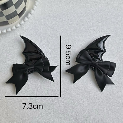 Devil Horn Bow Hair Clip Set Gothic Alternative Statement Accessories