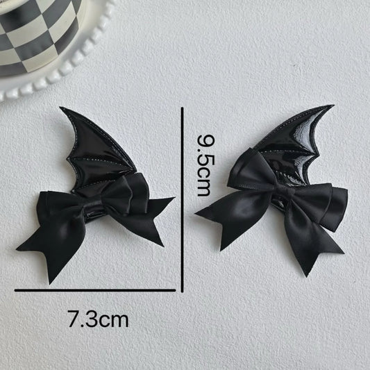 Devil Horn Bow Hair Clip Set Gothic Alternative Statement Accessories