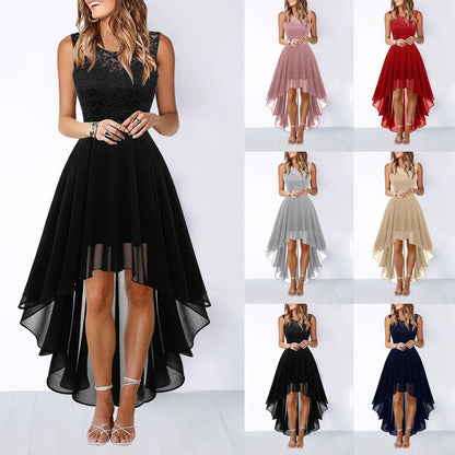 Elegant High-Low Gothic Dress with Anime-Inspired Evening Fashion Style
