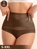 High-Waisted Geometric Mesh Panel Brief with Solid Base