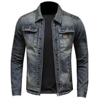 Vintage Washed Denim Layered Hooded Jacket with Padded Streetwear Outerwear Design