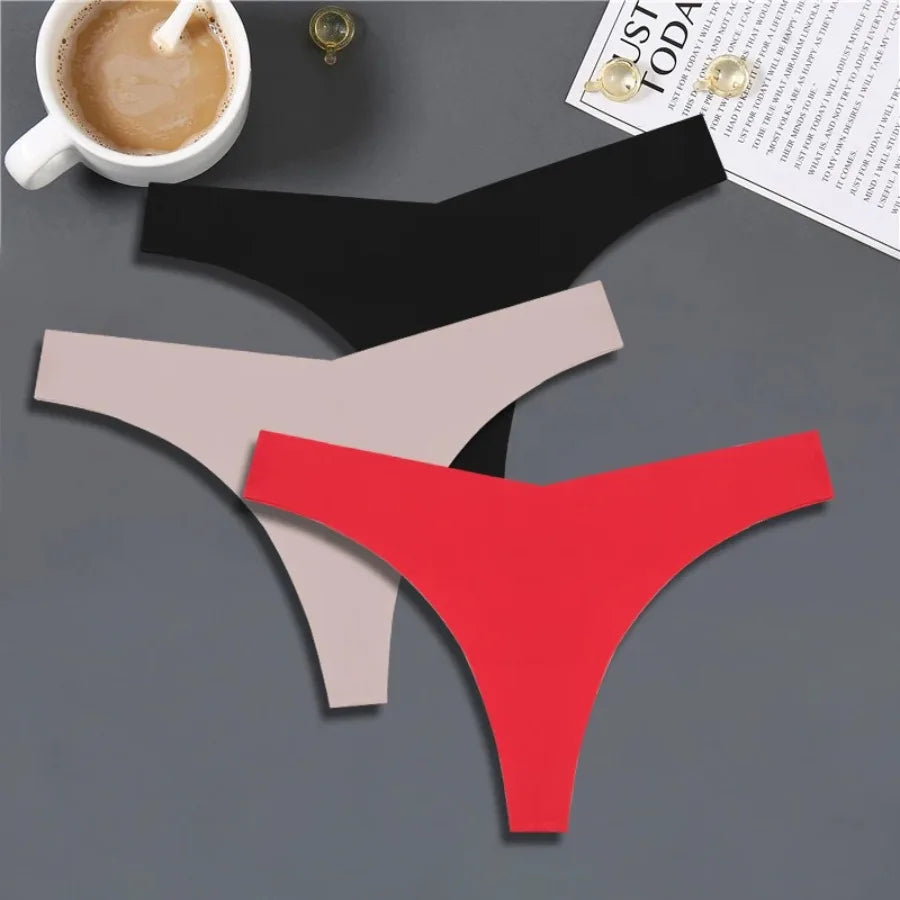 Seamless V-Waist Thong Panties Three-Pack with Smooth Athletic Finish