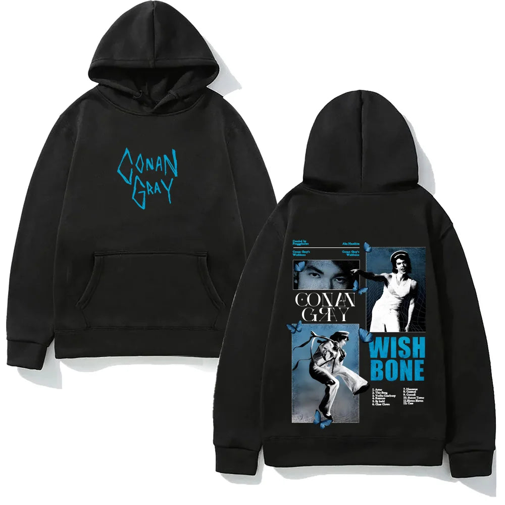 Anime Goth Oversized Pullover Hoodie with Dark Streetwear Graphic Design