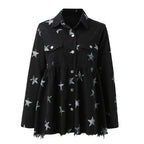 Star Pattern Streetwear Bomber Jacket with Relaxed Casual Urban Fit