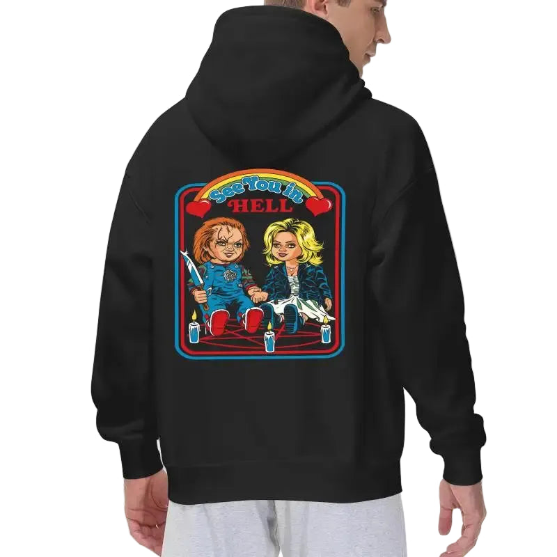 Retro Anime Streetwear Hoodie with Manga-Inspired Graphic Back Print