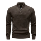Men's Quarter Zip Mock Neck Textured Knit Casual Sweater Pullover