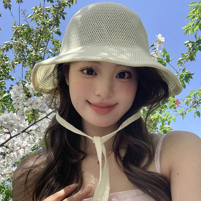 Wide Brim Straw Blend Sun Hat with Adjustable Chin Strap for Beach and Travel Wear