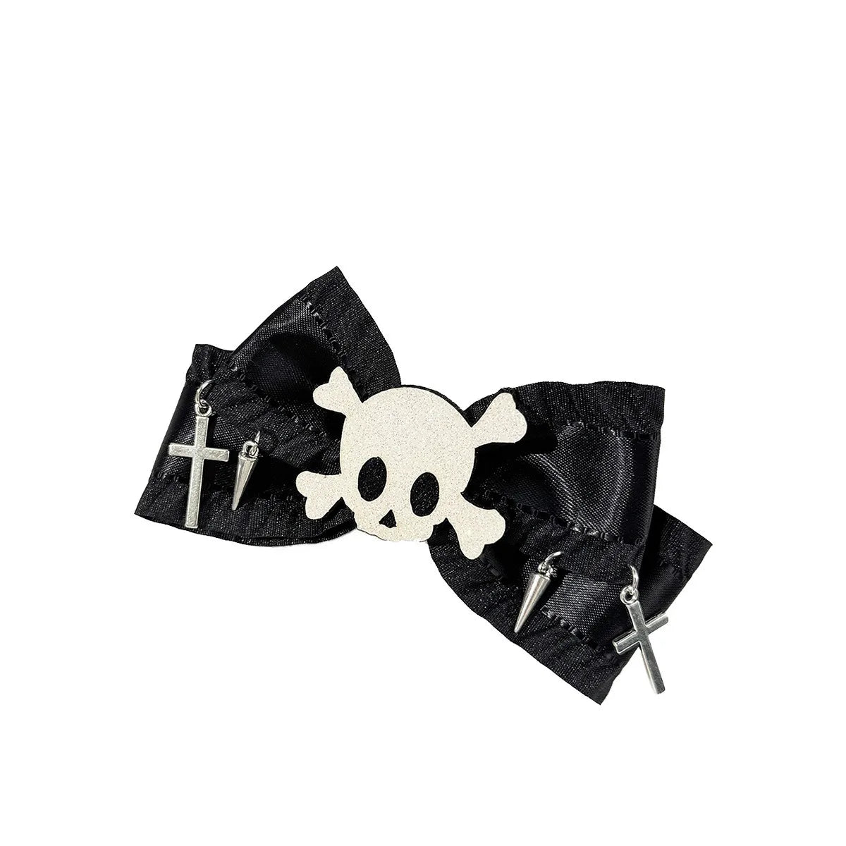 Skull Bow Hair Clip Gothic Punk Statement Alternative Fashion Accessory