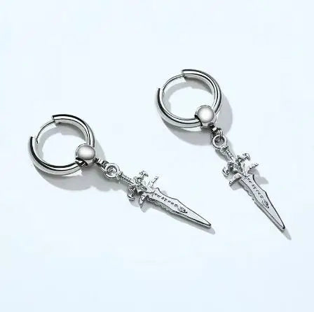 Sword Drop Hoop Earrings for Gothic Punk and Alternative Fashion