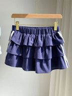 Tiered Ruffle Mini Skirt with Lace Hem Lightweight A-Line Design