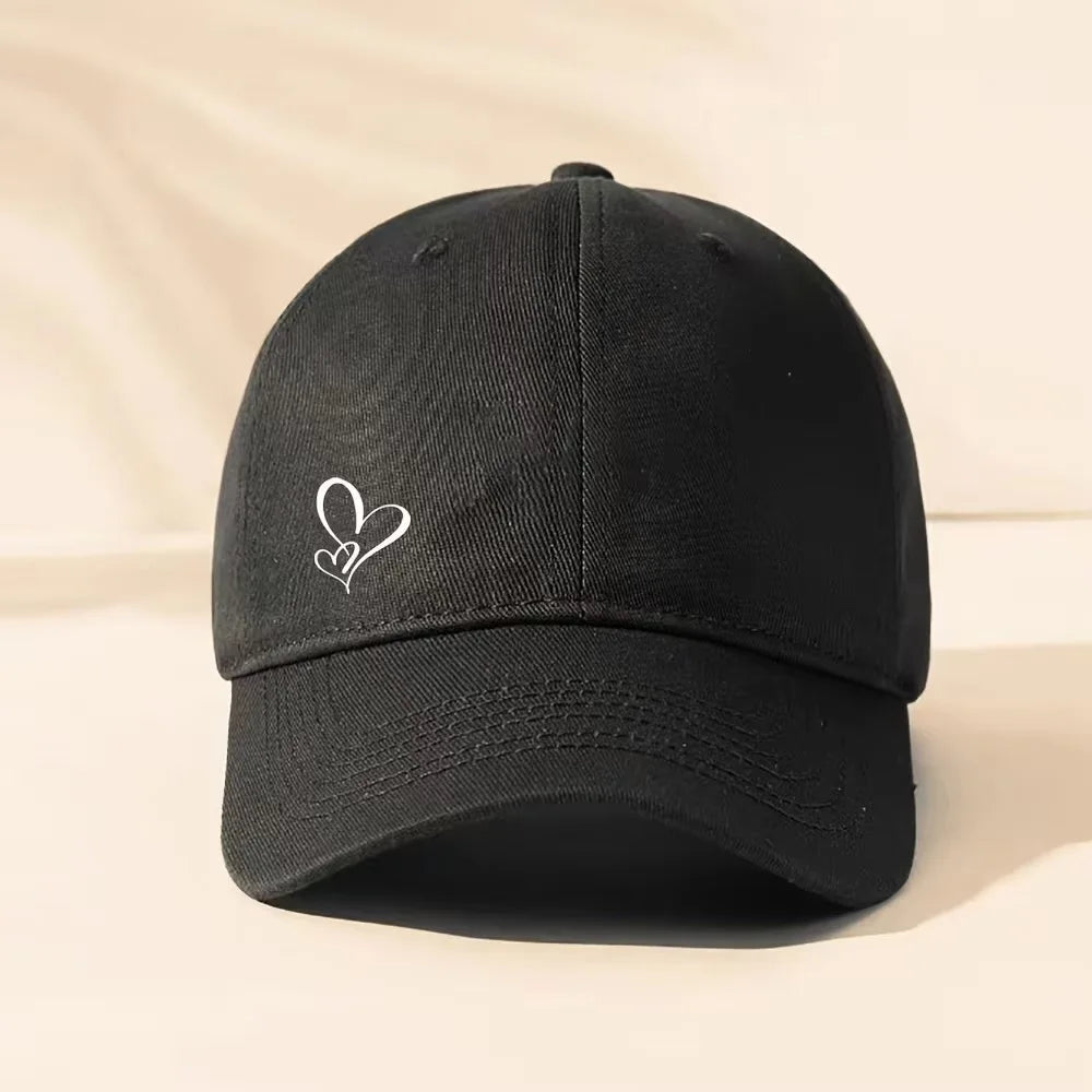 Minimalist Heart Embroidered Baseball Cap Adjustable Curved Brim Casual Streetwear Hat