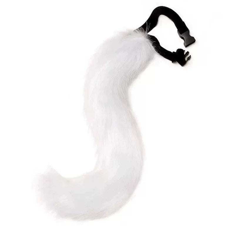 Complete Black and White Fox Maid Cosplay Set with Plush Paws, Tail, and Ear Headband