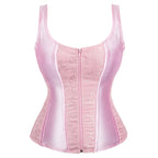 Vintage Floral Tapestry Overbust Corset with Wide Straps and Structured Seaming