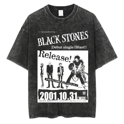 Anime Goth Concert Poster Inspired Oversized Vintage Streetwear Shirt - BigCat Streetwear