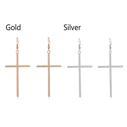 Oversized Cross Drop Earrings for Gothic Punk and Alternative Fashion Looks