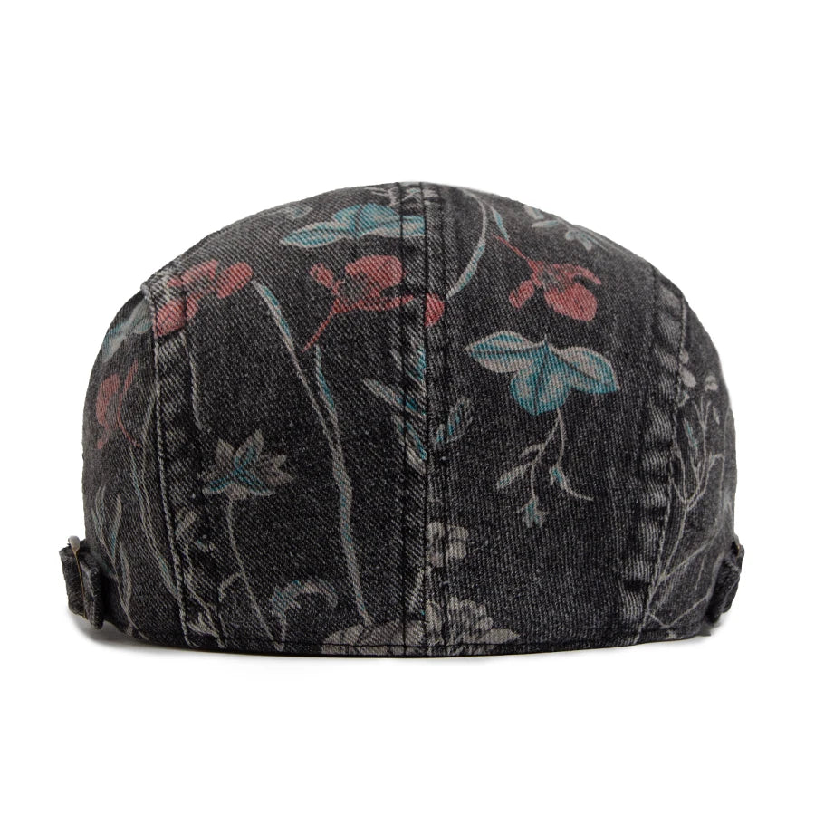 Vintage Floral Cotton Flat Cap for Casual Everyday Outdoor Heritage Fashion Style