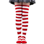 Striped Over-the-Knee Socks with Stretch Knit Design for Everyday Streetwear and Y2K Styling