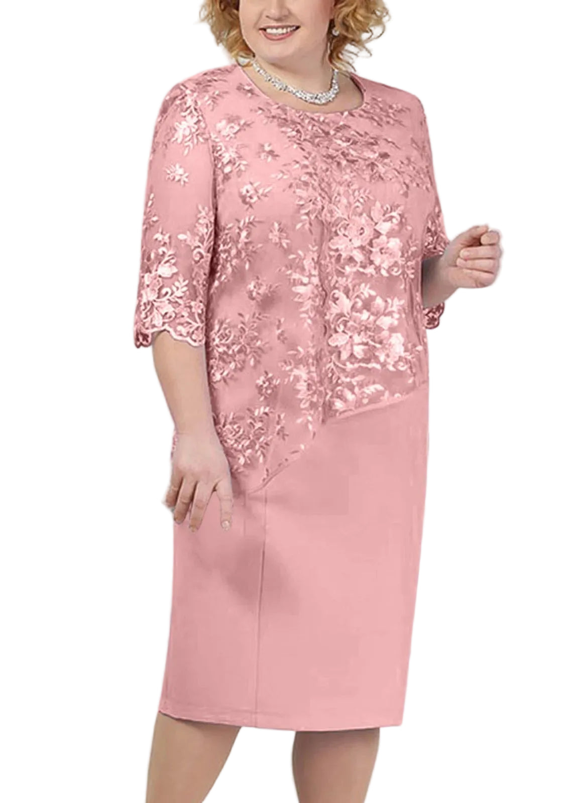 Sequined Lace Overlay Elegant Alternative Midi Dress